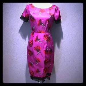 designer dress with zip back and custom print